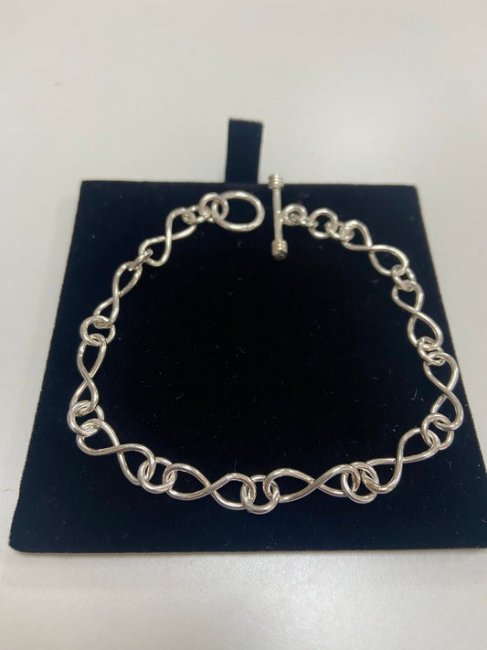 Silver Bracelet Hand Made Large Figure Of Eight
