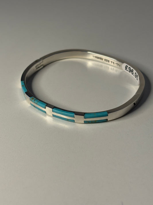 Sterling Silver with Aqua Bangle
