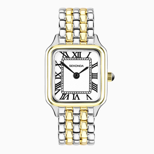 Sekonda Monica Maxi Ladies Watch with Gold Plated and Silver Large Alloy Case & Bracelet 40658