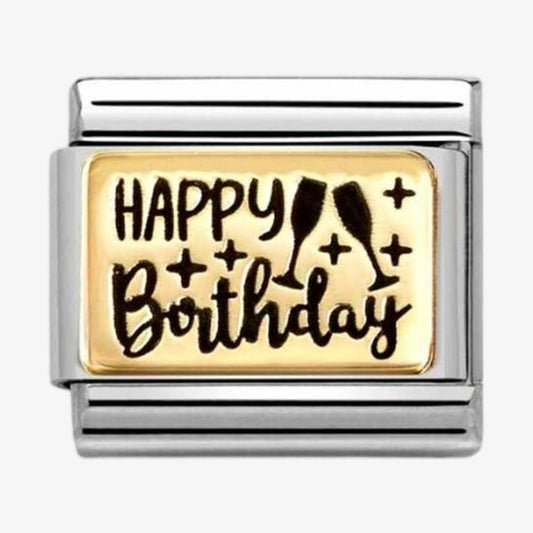 Nomination Classic Gold Happy Birthday Charm Link 03016660