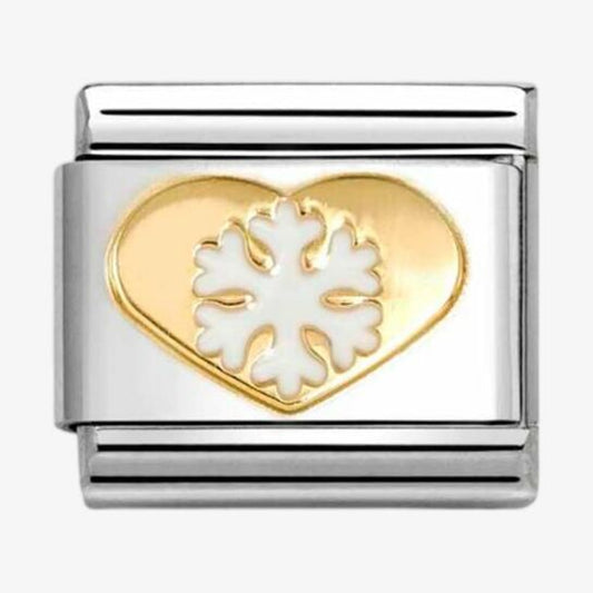 Nomination Classic Gold Heart with Snowflake White Char 03022526
