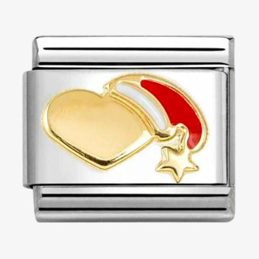 Nomination Classic Gold Heart with Santa Hat Charm Link 03022527