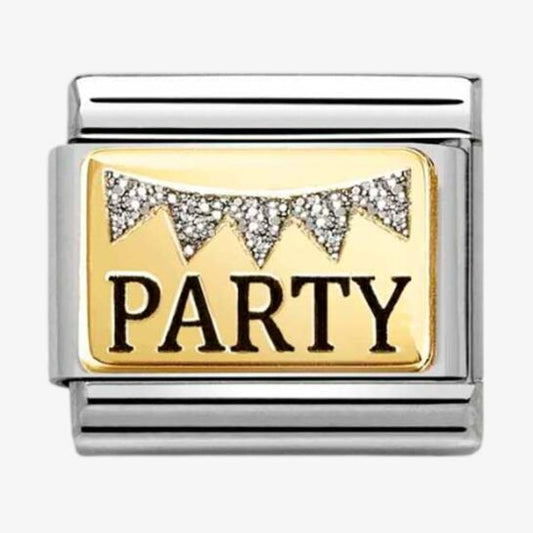 Nomination Classic Gold Party with Glitter Bunting Charm Link 03028909