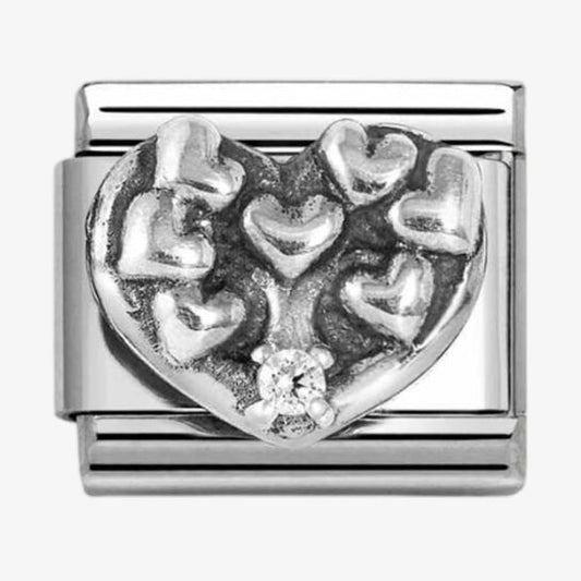 Nomination Classic Silver CZ Tree of Life Heart Charm Link 33031120