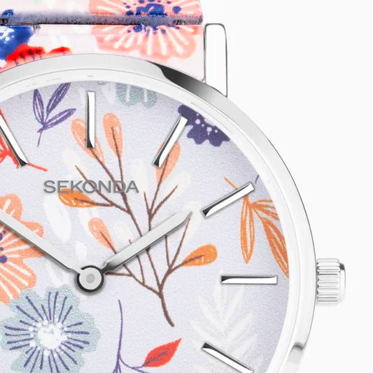 Sekonda Maxima Silver Floral Ladies Watch 40580