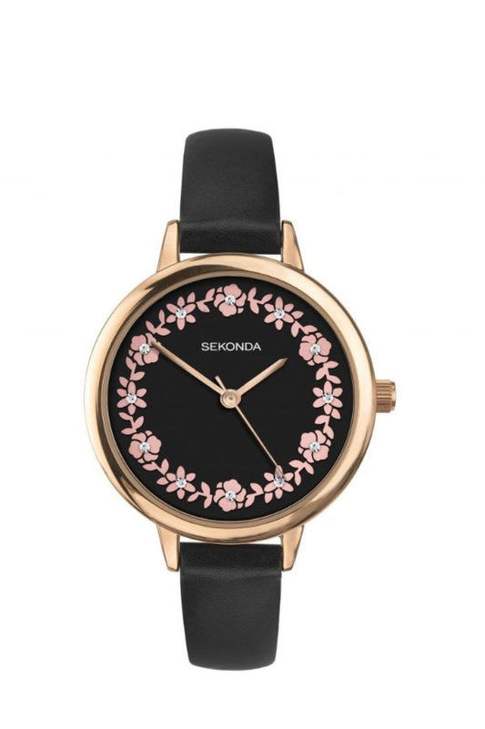 Sekonda Rose Gold Plated with Floral Face Ladies Watch 2818