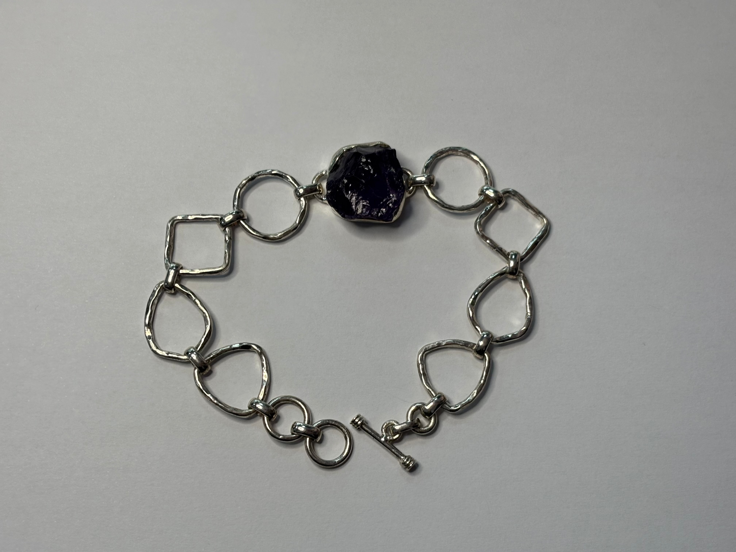 Sterling Silver Large Amethyst Crystal Bracelet