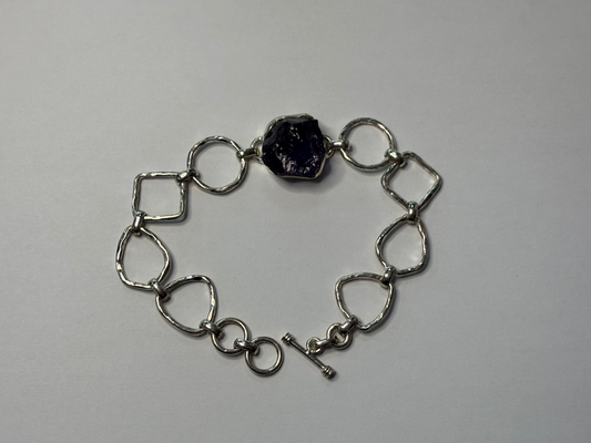 Sterling Silver Large Amethyst Crystal Bracelet