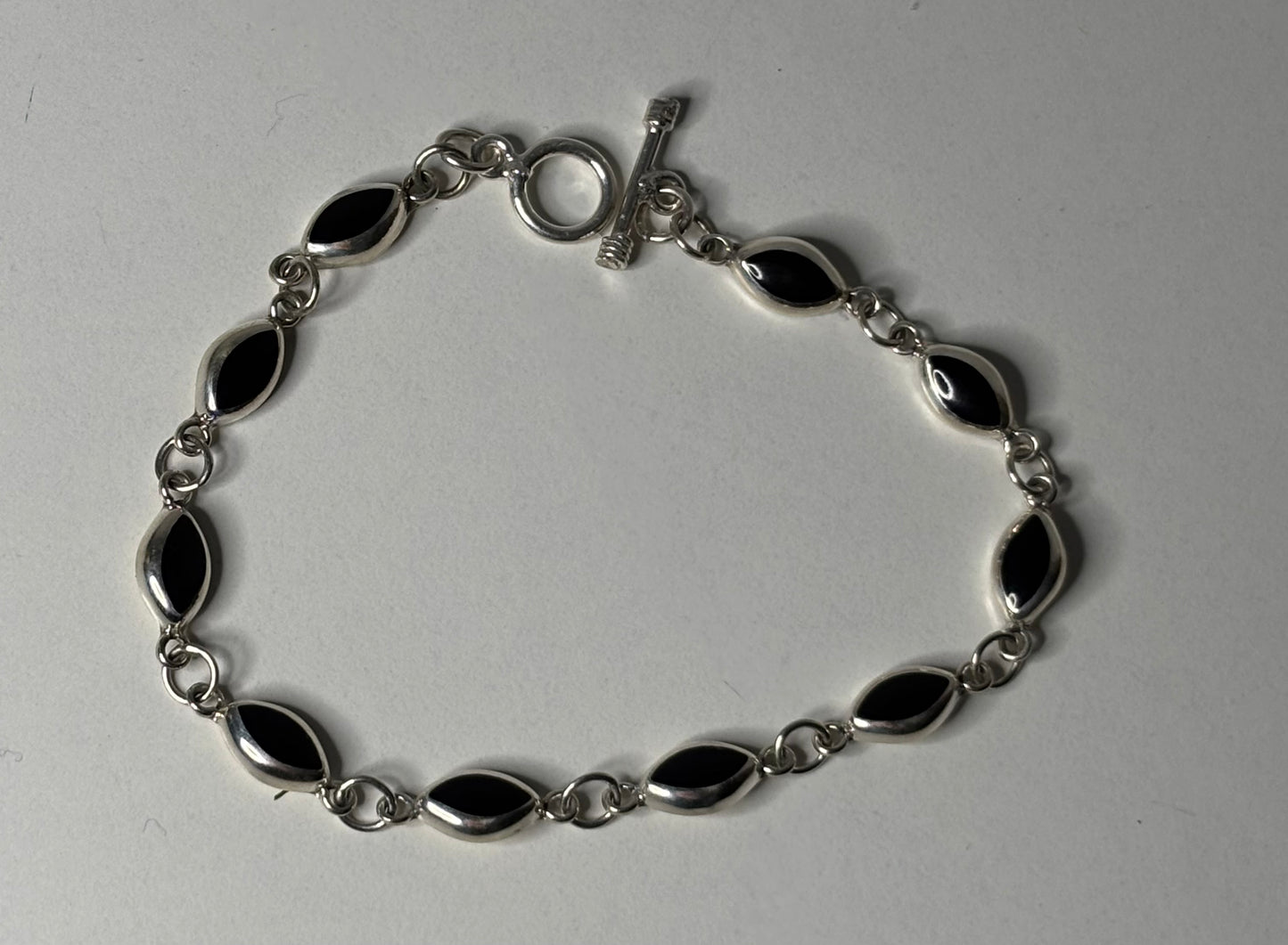 Sterling Silver Multiple Black Stone Bracelet