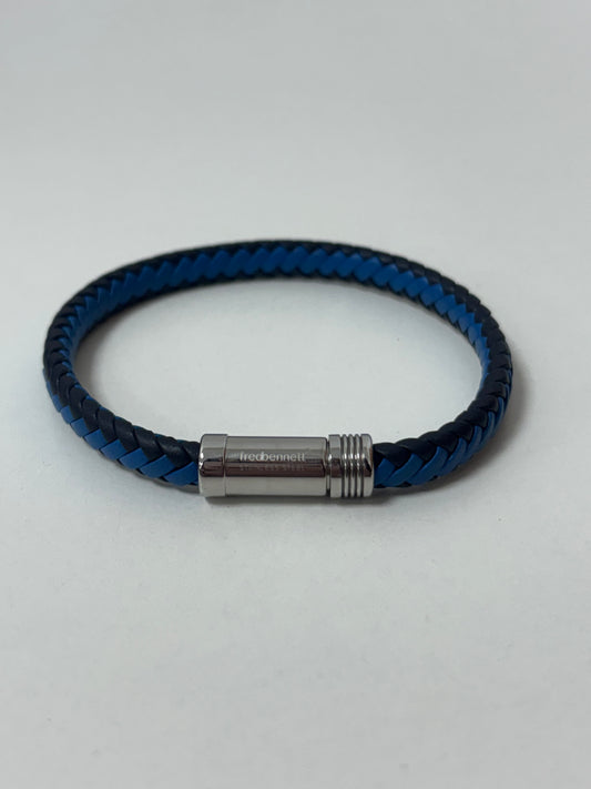 Fred Bennett Blue and Black Leather Bracelet
