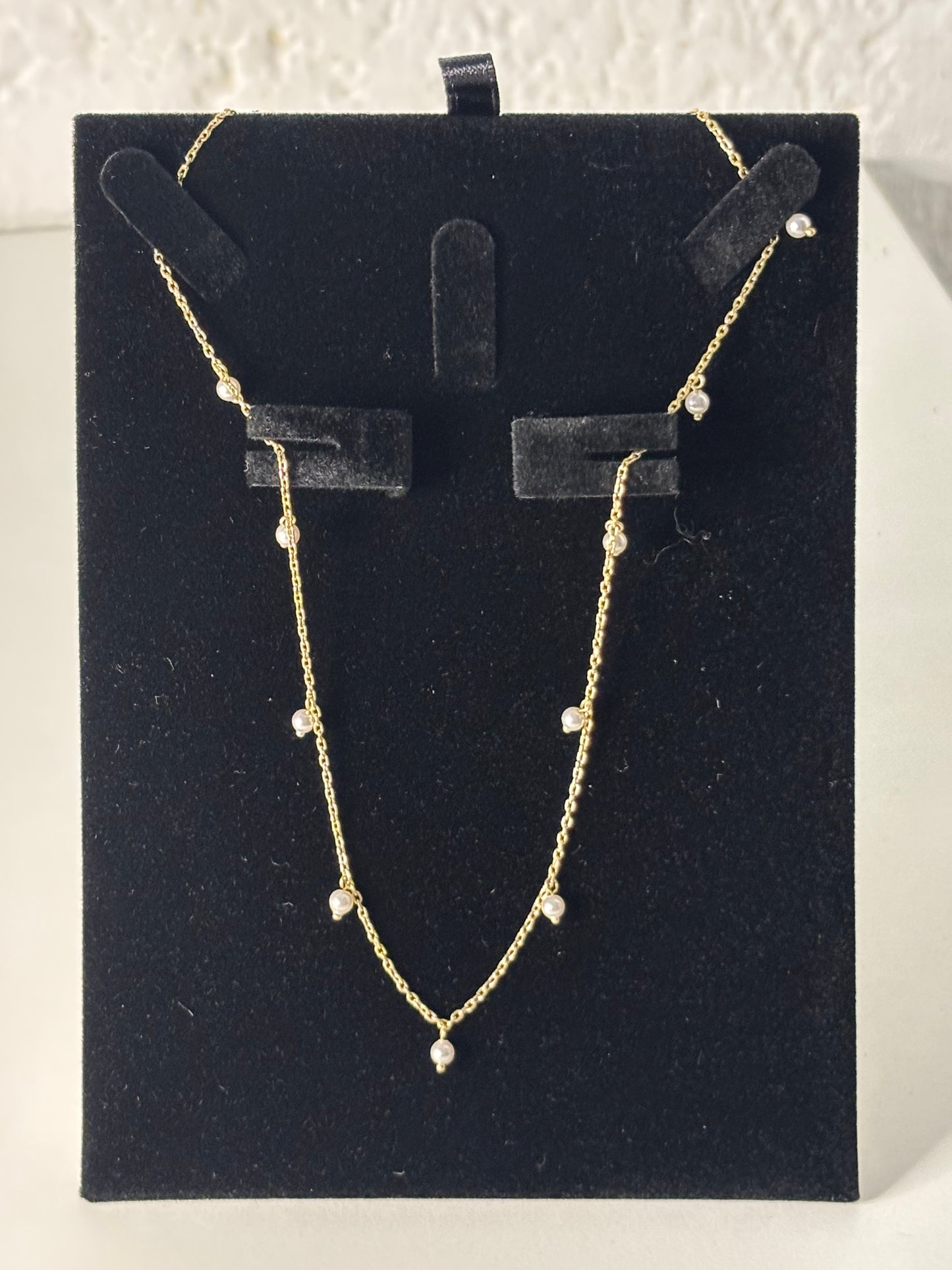 Thin Chain Gold Plated Necklace with Pearls