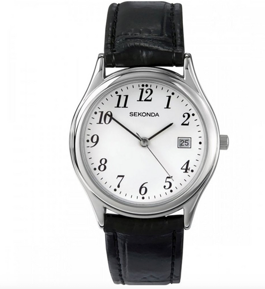 Sekonda Easy Reader Men's Watch with Silver Case & Leather Upper Strap 3473