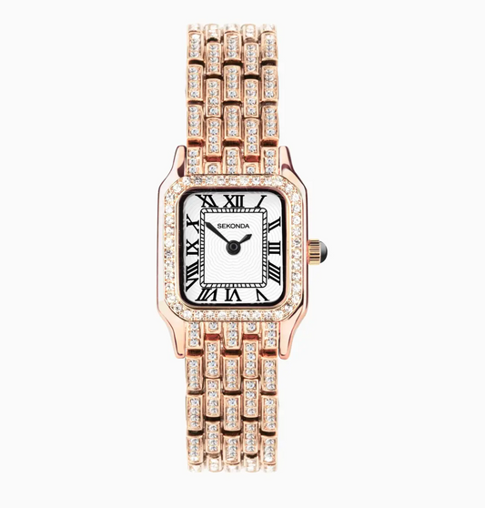 Sekonda Monica Ladies Watch with Rose Gold Alloy Case & Full Stone Set Bracelet 40662