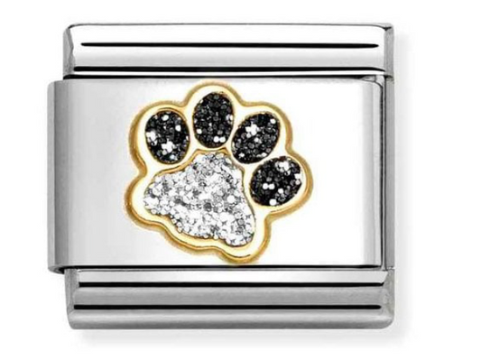 Nomination Classic Gold Black & Silver Paw Print Charm Link 03022022