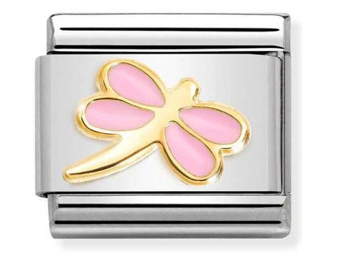Nomination Classic Gold & Pink Dragonfly Charm Link 03028554