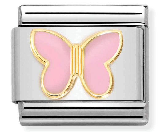 Nomination Classic Gold & Pink Butterfly Charm Link 03028559