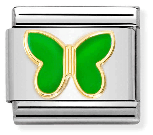 Nomination Classic Gold & Green Butterfly Charm Link 03028561