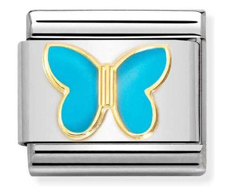 Nomination Classic Gold & Turquoise Butterfly Charm Link 03028563
