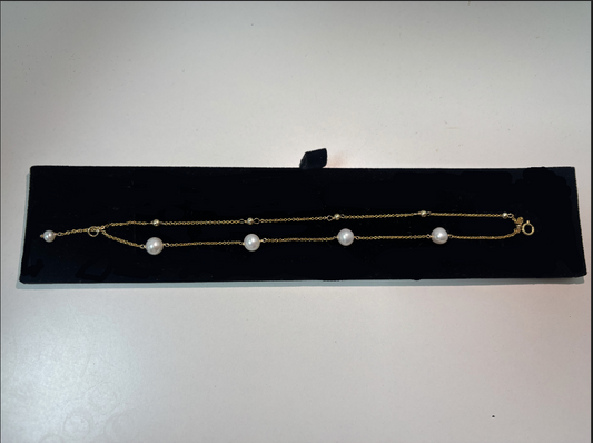 Gold Plated Thin Chain Pearl Bracelet