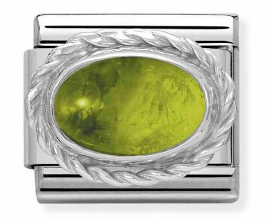 Nomination Classic Silver With Peridot August Birthstone Charm Link 3305405