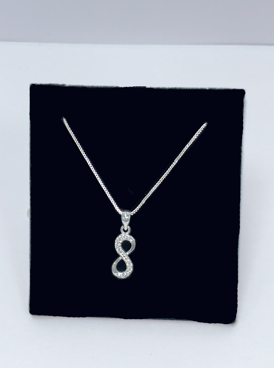 Silver CZ Infinity Pendant Necklace