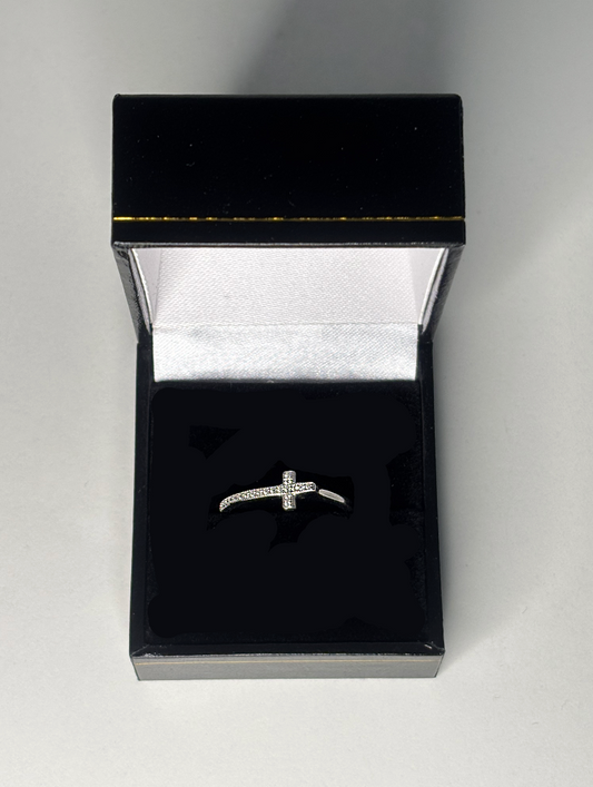 Sterling Silver Cross Ring with Stones
