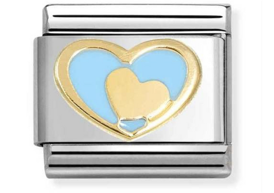 Nomination Gold & Blue Heart in Heart 03028331