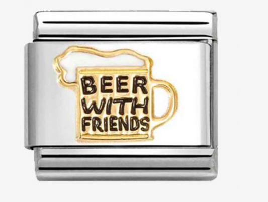 Classic Gold Beer With Friends Charm Link 03027287