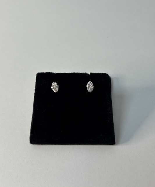 Sterling Silver Oval CZ Stone Stud