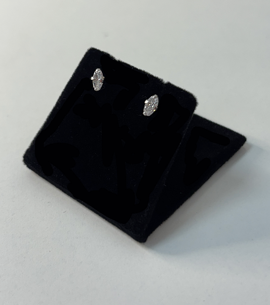 Sterling Silver Oval CZ Stone Stud
