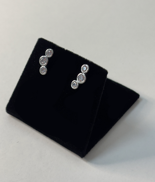 Sterling Silver Trio of CZ Stone Earrings