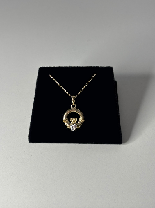 9ct Gold Claddagh Pendant Necklace