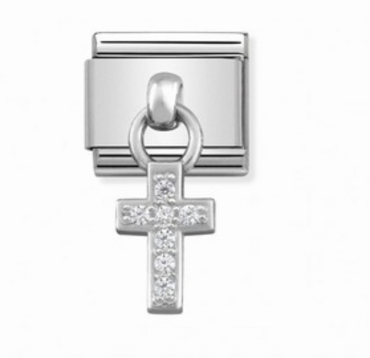 Nomination Silver Hanging Cross with CZ Charm Link 33180004