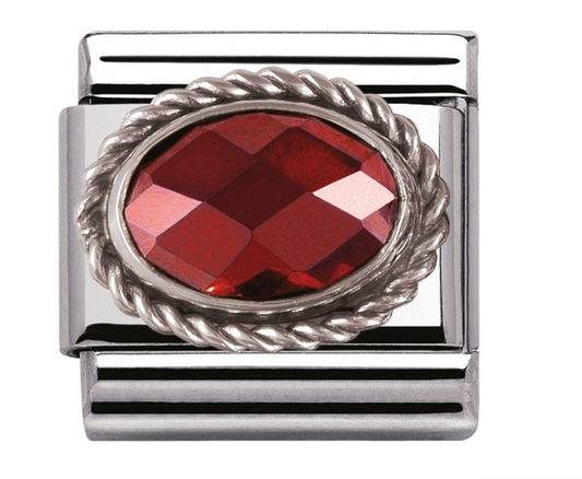 Nomination Red CZ Stone Charm Link 330604005