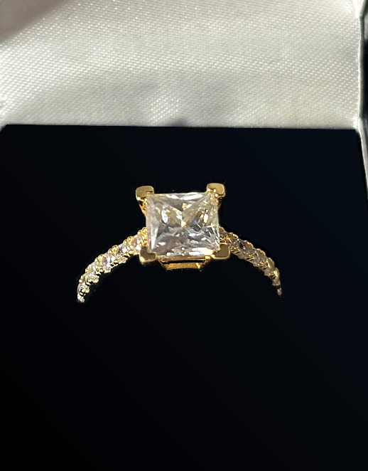 Gold Plated Moissanite Diamond Ring