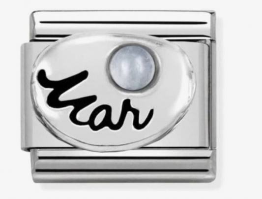 Nomination Silvershine Symbols March Aquamarine Birthstone Charm Link 33050503