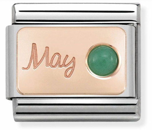 Nomination Rose Gold May Emerald Charm Link 43050805