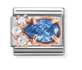 Nomination Rose Gold Blue Drop Charm Link 43030904