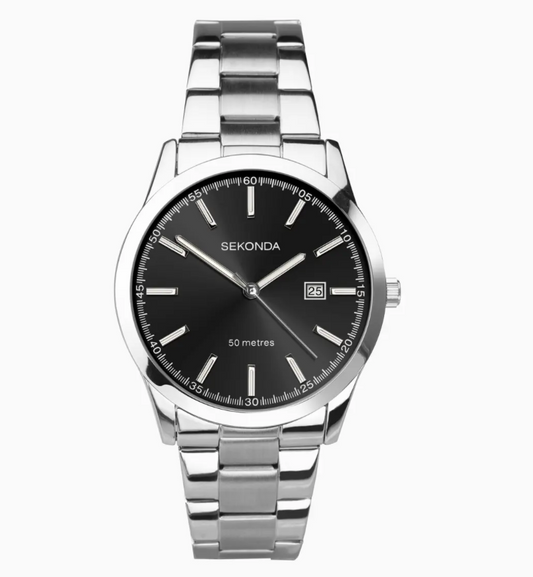 Sekonda Taylor Men's Watch with a Silver Case & Stainless Steel Bracelet with Black Dial 1944