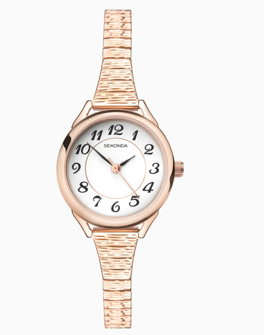 Sekonda Easy Reader Ladies Watch with a Rose Gold Case & Stainless Steel Bracelet with White Dial 2639
