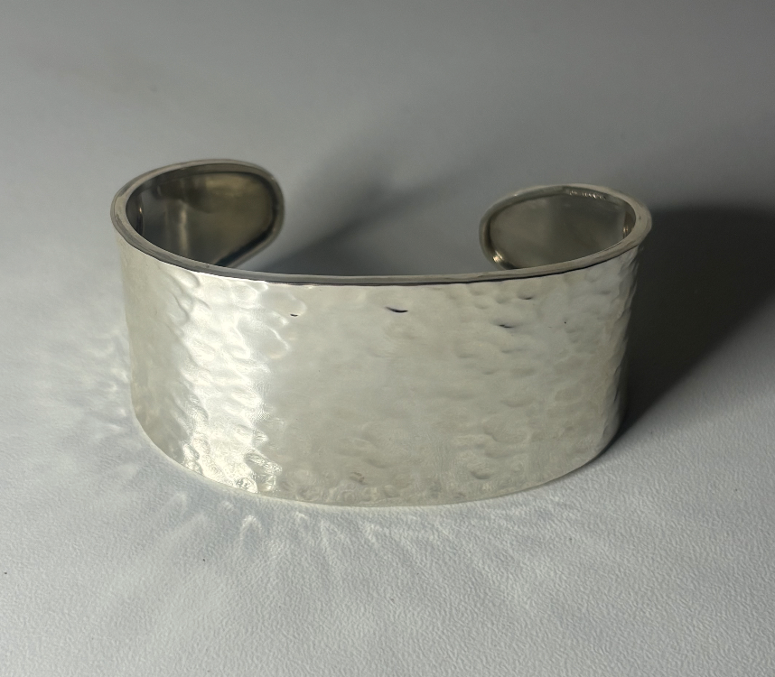 Sterling Silver Large Textured Bangle