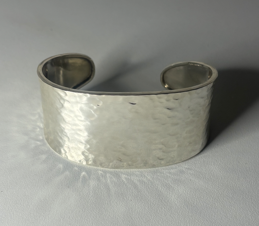 Sterling Silver Large Textured Bangle