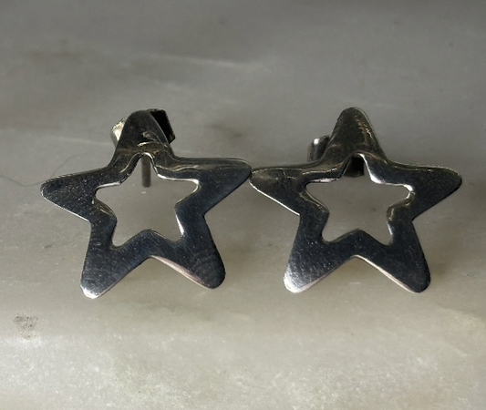Sterling Silver Star Outline Earrings