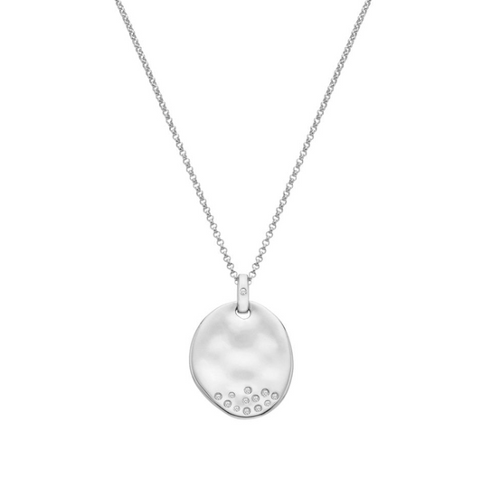 Hot Diamonds Large Oval Hammered Diamond Set Necklace DP103