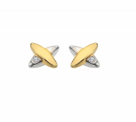Hot Diamonds Coupled Two Tone Sterling Silver Earrings DE859