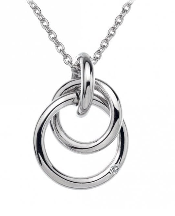 Hot Diamonds Sterling Silver Diamond Set Interlocking Rings Pendant & Chain DP372