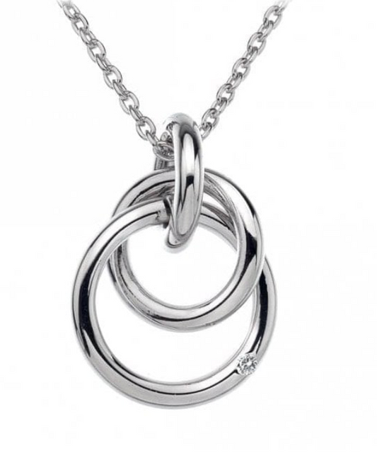 Hot Diamonds Sterling Silver Diamond Set Interlocking Rings Pendant & Chain DP372