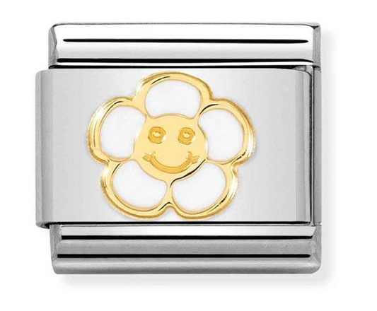 Nomination Classic Steel And Gold Flower With Smile Charm 03027259