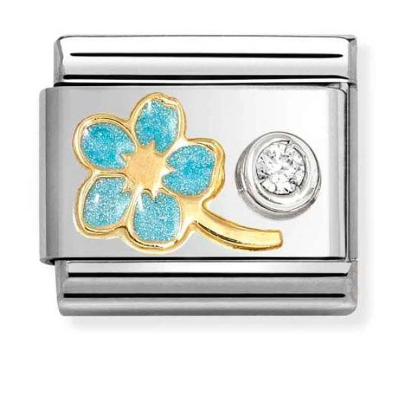 Nomination Classic Gold Blue Myosotis Charm 63030209