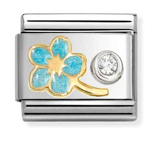 Nomination Classic Gold Blue Myosotis Charm 63030209